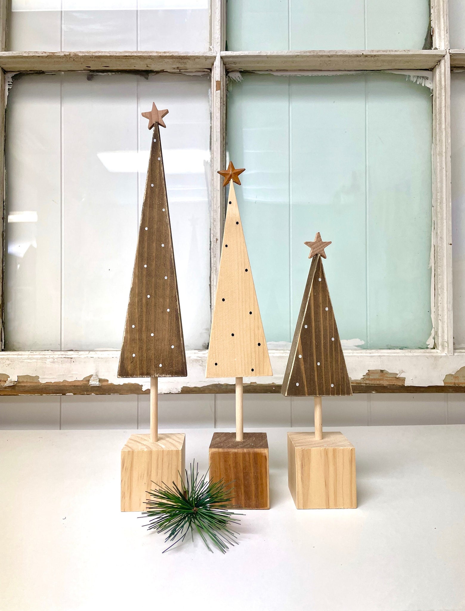 Wooden Christmas tree set, Woodland trees