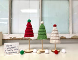 Sweater Christmas trees, Christmas tiered tray decor