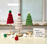 Sweater Christmas trees, Christmas tiered tray decor