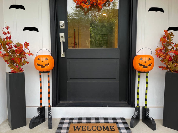 Halloween planter and candy bowl for porch, Pumpkin bucket for trick or treaters