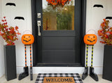 Pumpkin planters set of 2, Halloween candy bowls for porch, Pumpkin bucket for trick or treaters