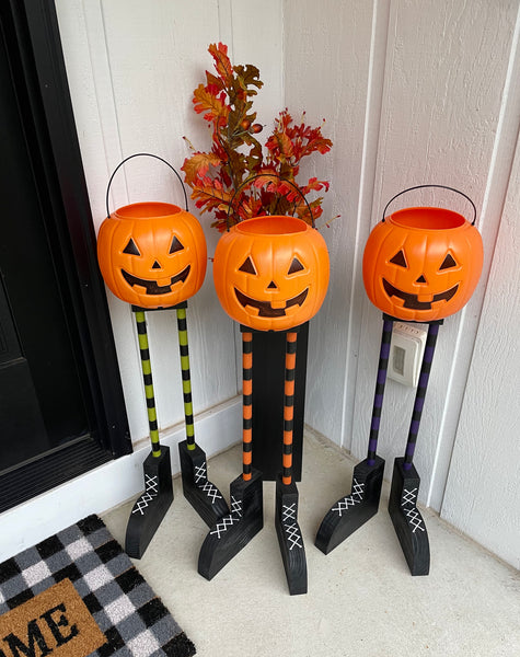 Halloween planter and candy bowl for porch, Pumpkin bucket for trick or treaters