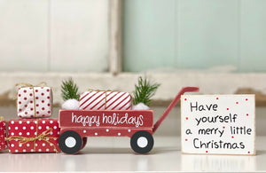 Wood wagon for Christmas decor, Red wagon