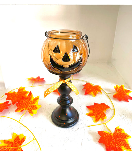 Pumpkin candle holder, Halloween tiered tray decor