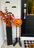 Pumpkin planters set of 2, Halloween candy bowls for porch, Pumpkin bucket for trick or treaters
