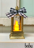 Christmas decor for tiered tray, Wooden book stack with mini lantern