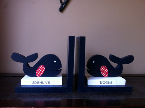 Whale bookends wooden whale nautical bookends nautical nursery whale nursery children's bookends boy's bookends personalized kid's bookends