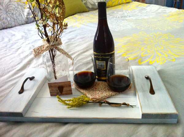 Wooden serving tray, Mother's day gift, Breakfast in bed, handmade, coffee table tray, farmhouse decor, rustic