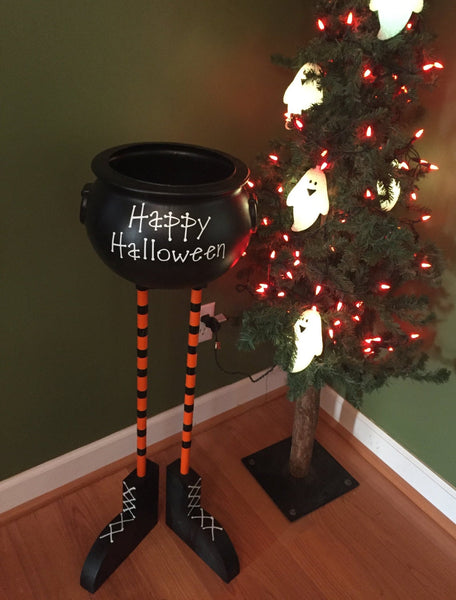 Halloween bowl, Halloween decor, candy bowl, cauldron candy bowl, witch feet, witch legs, fall porch decor, witch cauldron, witch halloween
