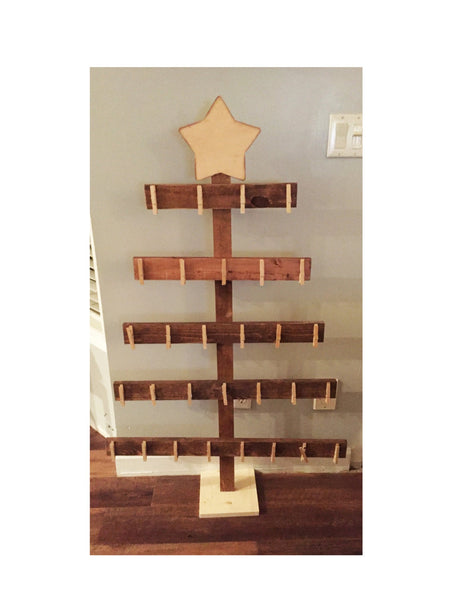 Christmas card holder, 4ft tree,  Rustic Christmas, Wood Christmas tree, Christmas cards,  Card display, merry mail, Wooden tree