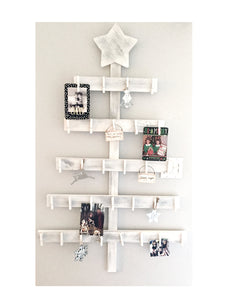 Christmas card holder, advent calendar, tree card holder, Christmas count down, rustic Christmas, wood tree, Christmas card, white tree